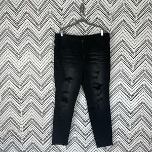 American Eagle AEO Black Distressed High Rise Jegging Jeans 24 Long